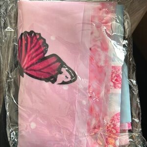 Pink and Black Butterfly Textile Art